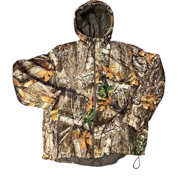 Realtree Edge Camo Hunting Jacket Mens L Full Zip Hooded Quilted Pockets parka - Picture 1 of 7